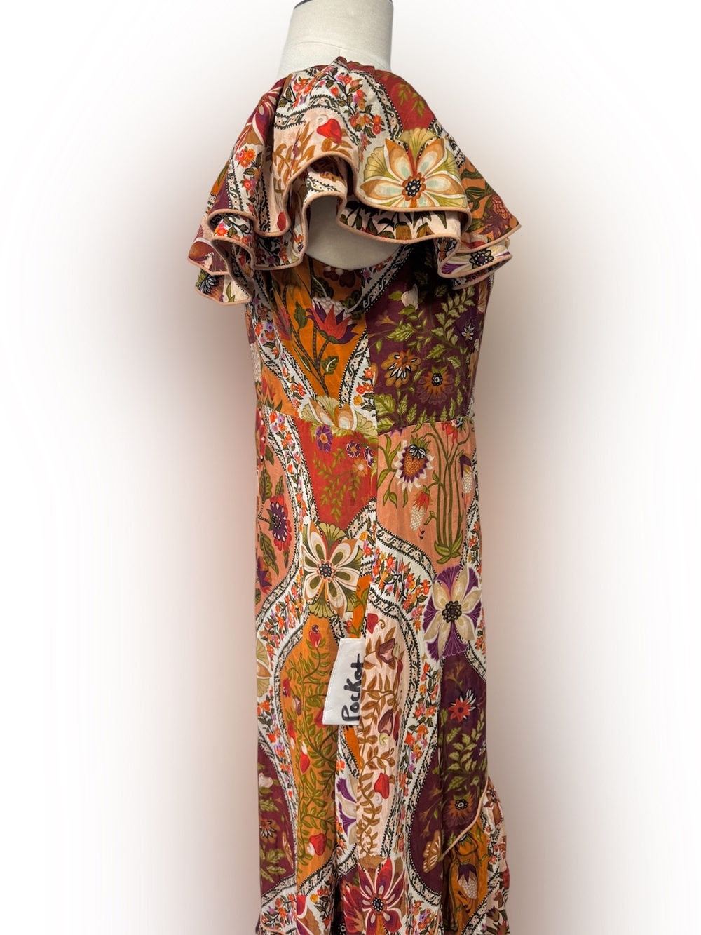 NWT AUTH FARM RIO Fall Romantic Nature Off-Shoulder Maxi Dress Medium Pockets - Picture 5 of 14